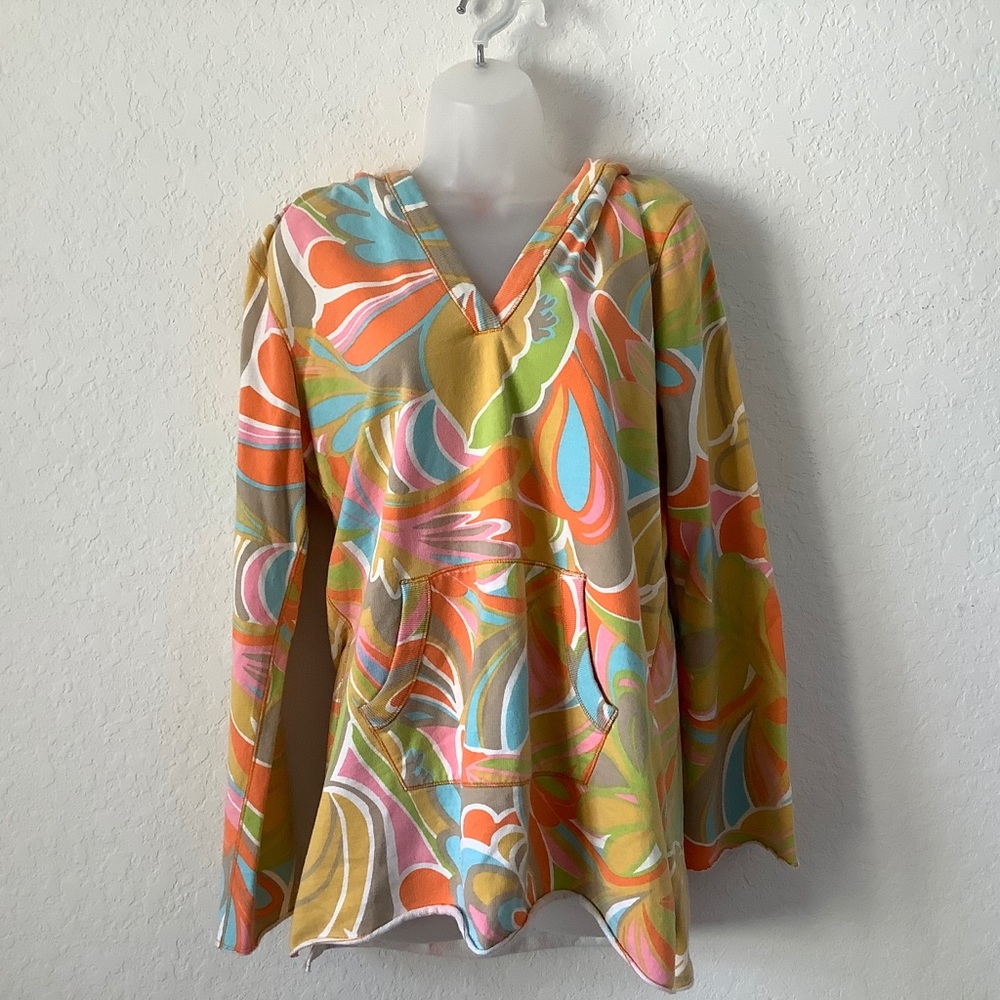Lucky Brand Womens Legacy Floral V Neck Hoodie